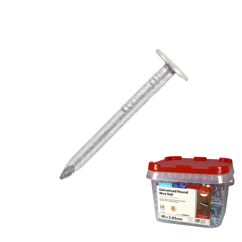 GALV ROUND WIRE NAIL 125X6.00 TUB GRW125T