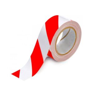 50mm x 50m Hazard Warning Tape Red/White