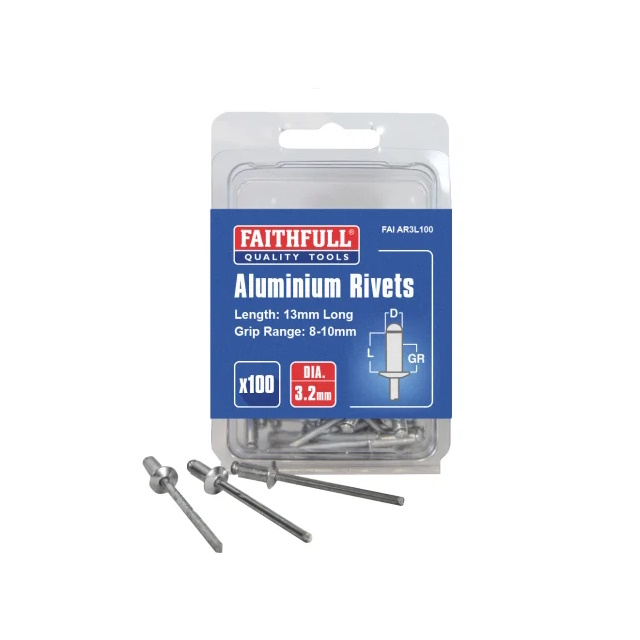 Aluminium Pop Rivets 3.2 x 13mm Long Pack 100 FAIAR3L100
