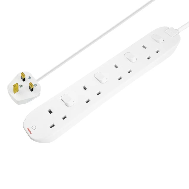 Extension Lead 240V 4-Gang 13A White 5M MSTBFG5