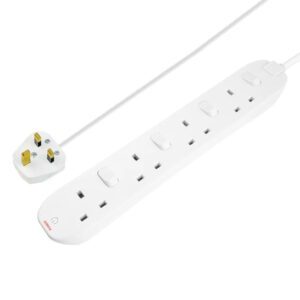 Extension Lead 240V 4-Gang 13A White Switched 2M MSTSWG42