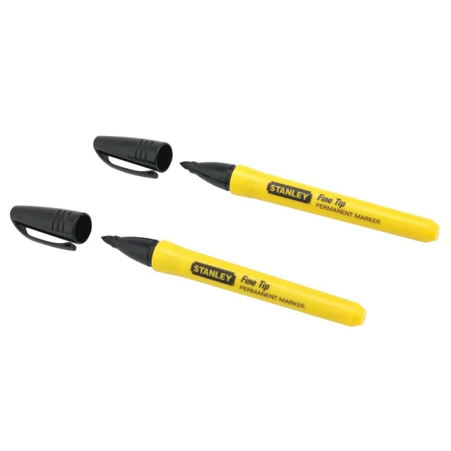 Stanley Fine Tip Black Permanent Markers (Pack 2) STA047316